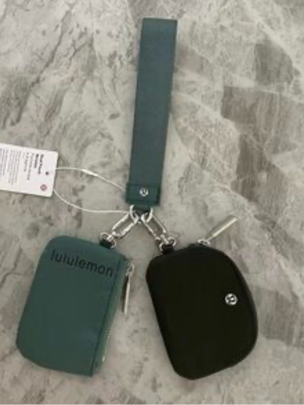 lululemon Olive Green & Gold Branded Wristlet Strap